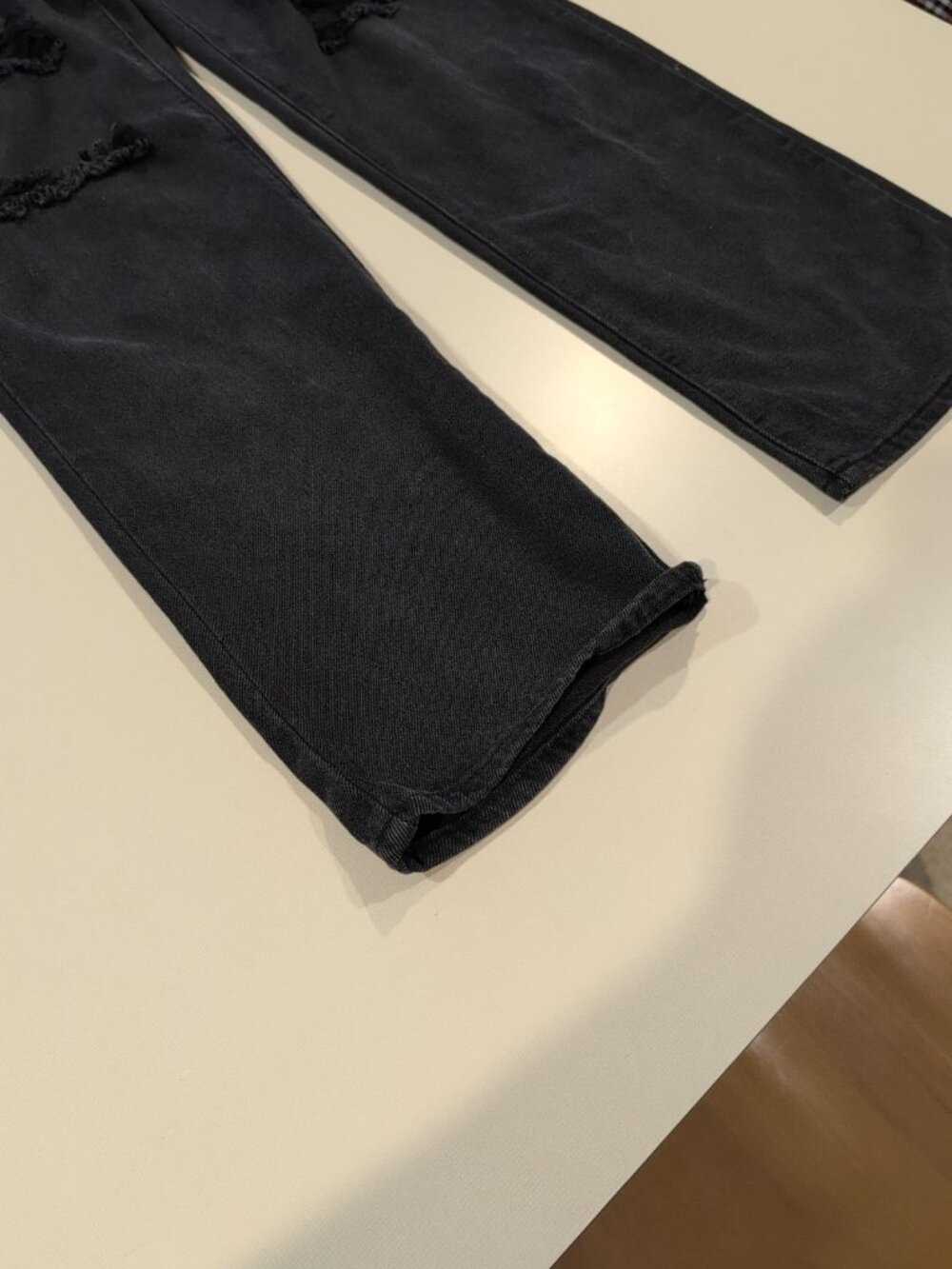 S.O.N.G Pants Women's Sz 7/28 Black 90s Boyfriend Ripped Straight Leg - Picture 8 of 14
